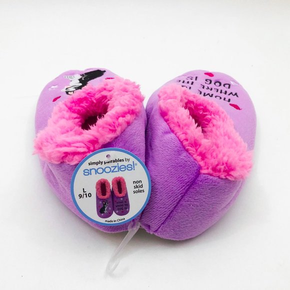 Snoozies Women's Home is Where The Dog Is Non Skid Slippers Lavendar Large 9/10 - Picture 3 of 6
